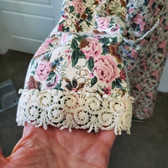 VINTAGE VICTORIA'S SECRET BEIGE PINK FLORAL COTTON ROBE WOMEN M/L COTTAGECORE - Picture 5 of 13